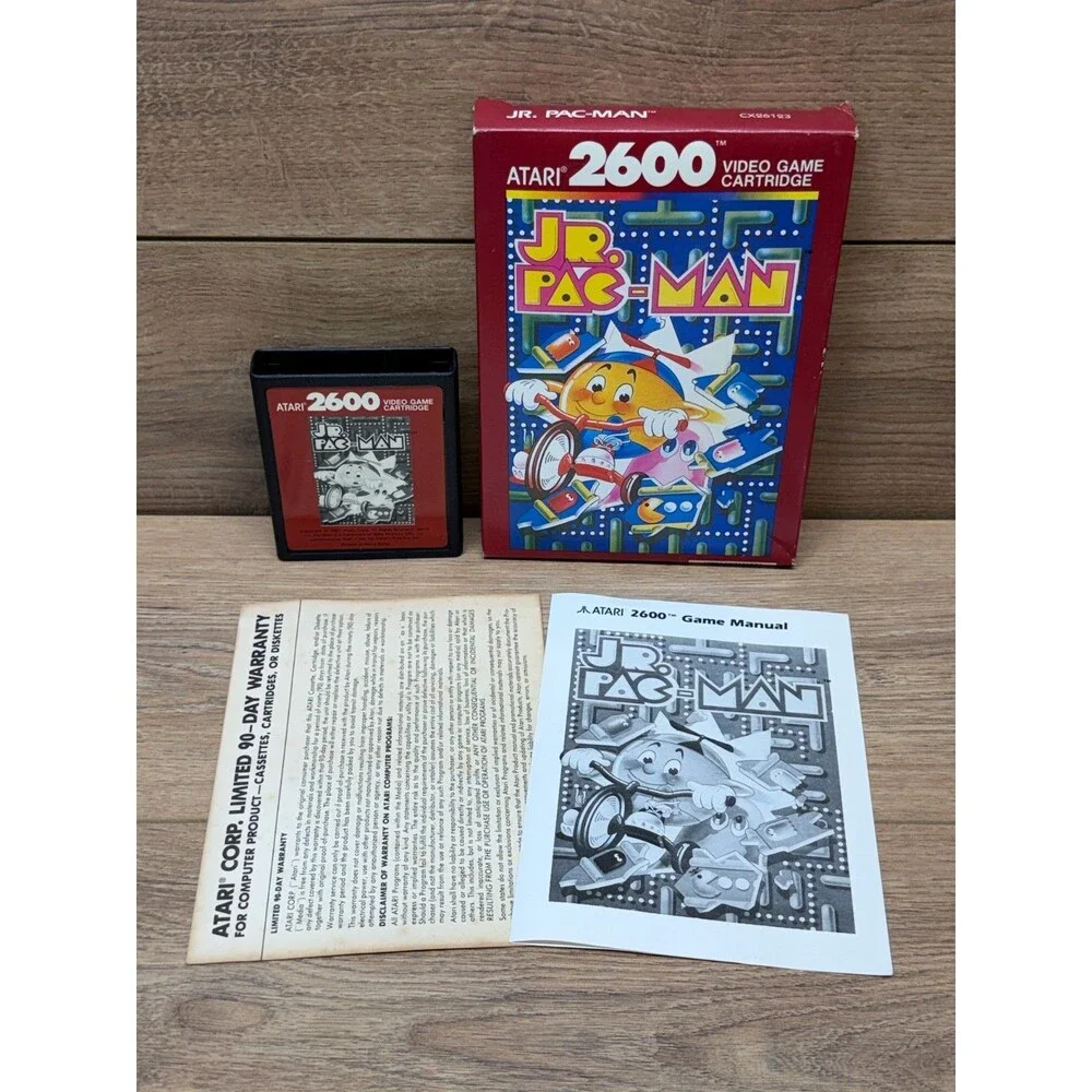 Pac-Man Jr. (Atari 2600, 1987) Complete CIB w/ Manual, Warranty Card & Box